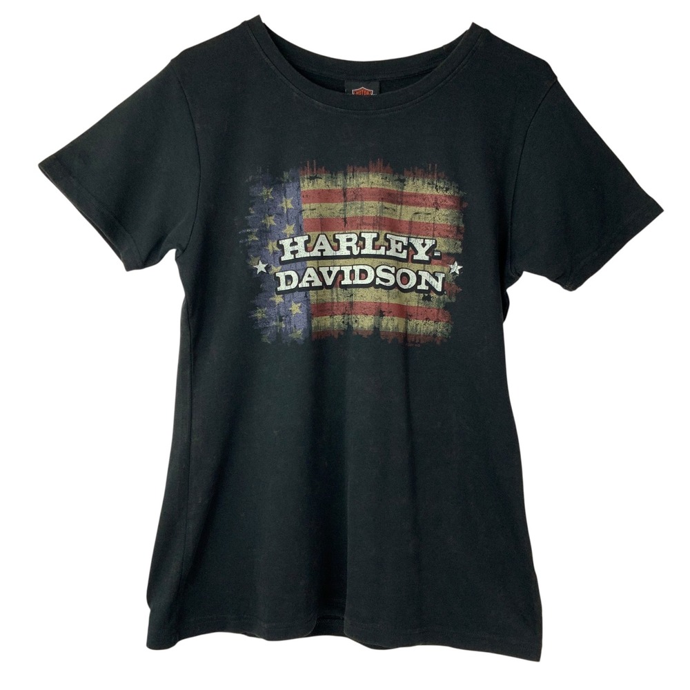 Harley-Davidson Black Flag Graphic Top Medium Pullover Crew Neck Short Sleeve